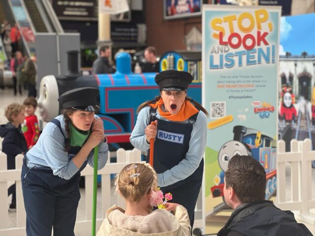 stop look listen wording and singing actors thomas the tank engine
