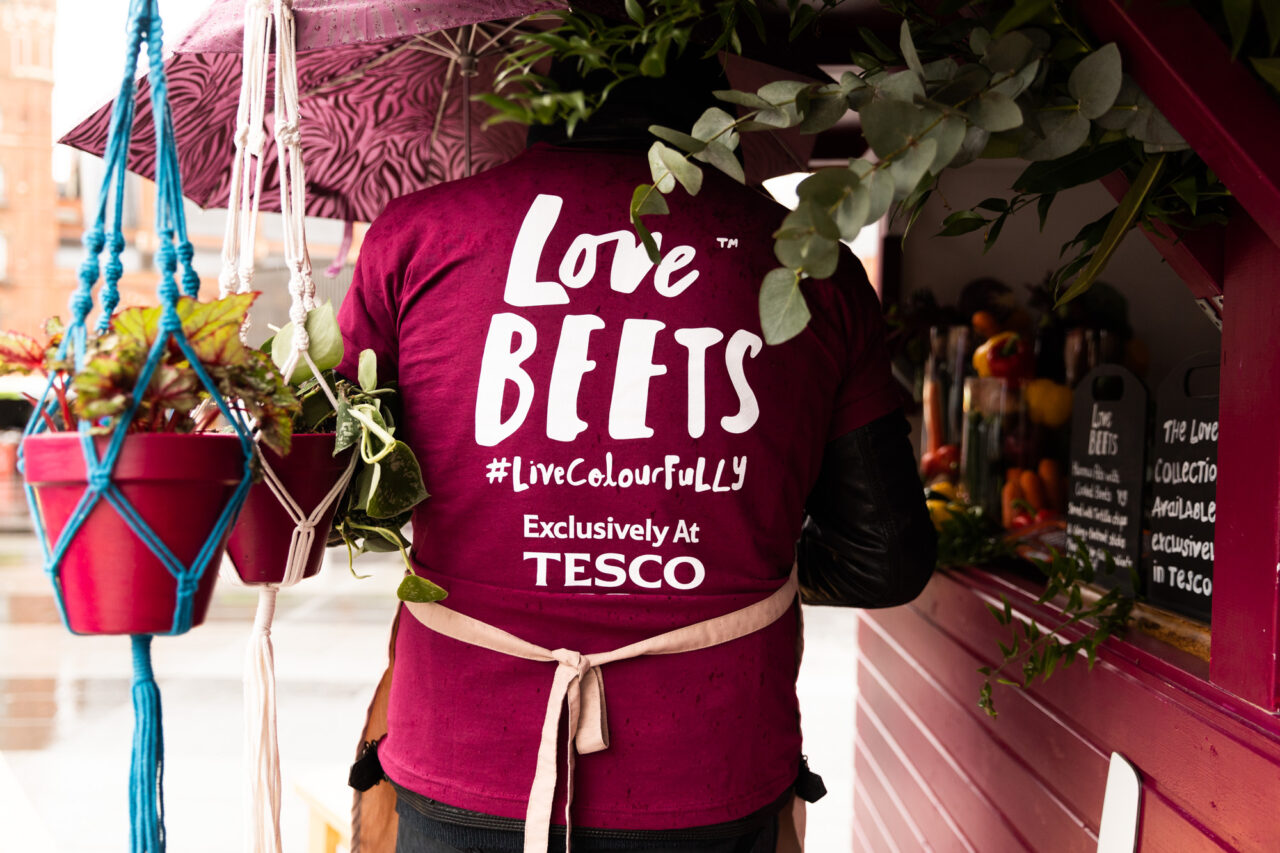 someone wearing a love beets t-shirt
