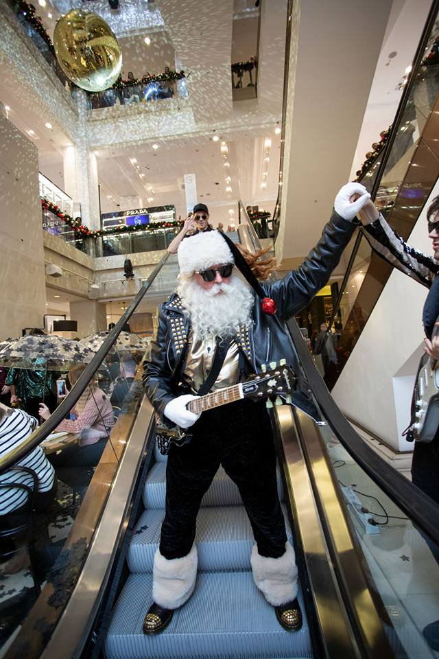 santa on an escalator